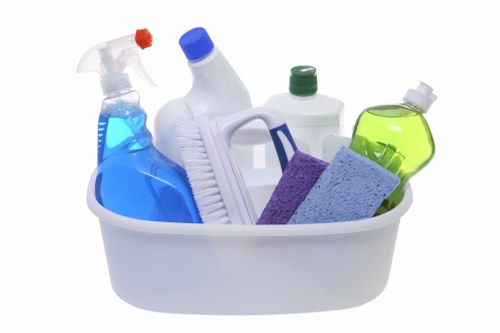 Carpet cleaners preparing a safe work area before cleaning starts