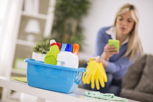 Local sofa cleaning team working in a Mayfair property